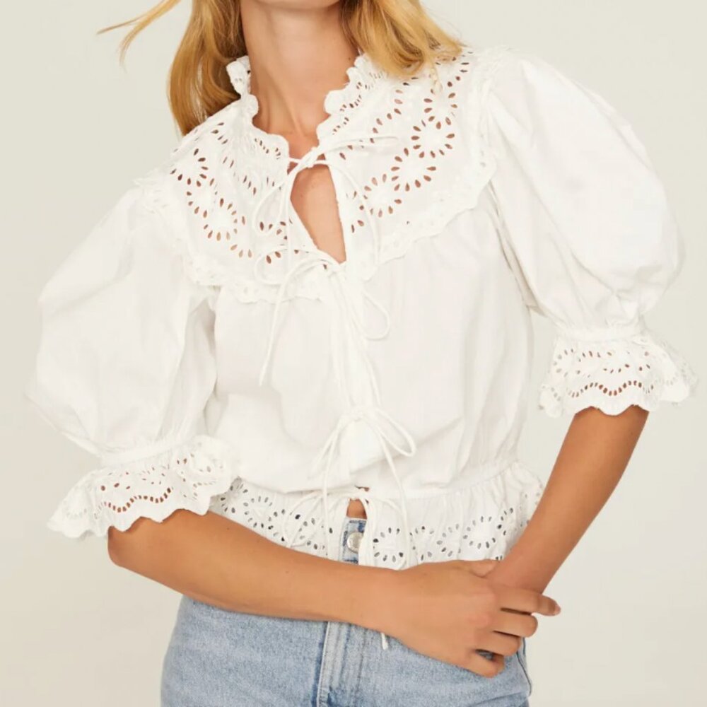 SEA NY Georgina Eyelet Top